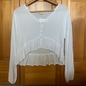 PacSun White Flowy Long Sleeve Top